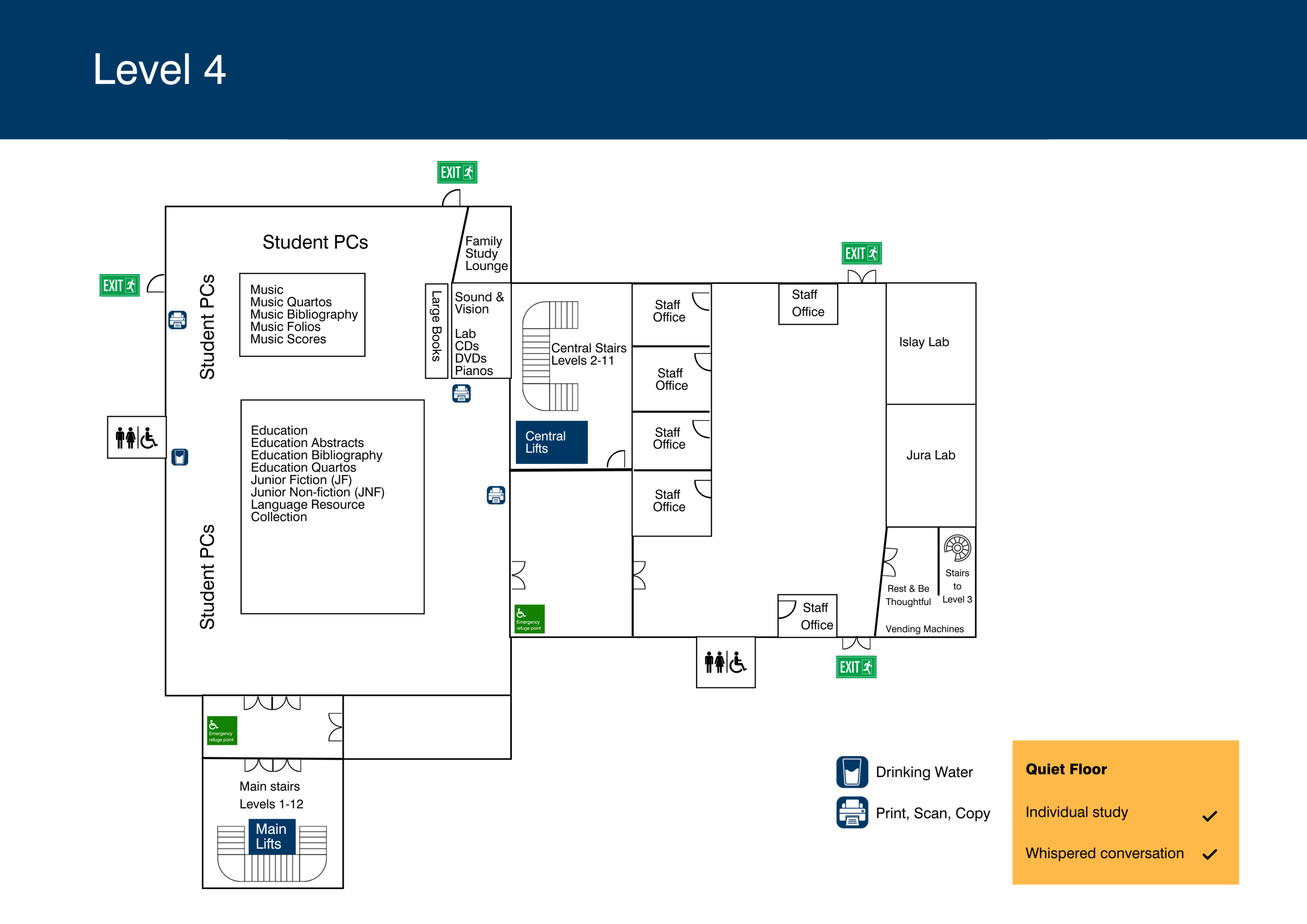 Library level 4 floorplan