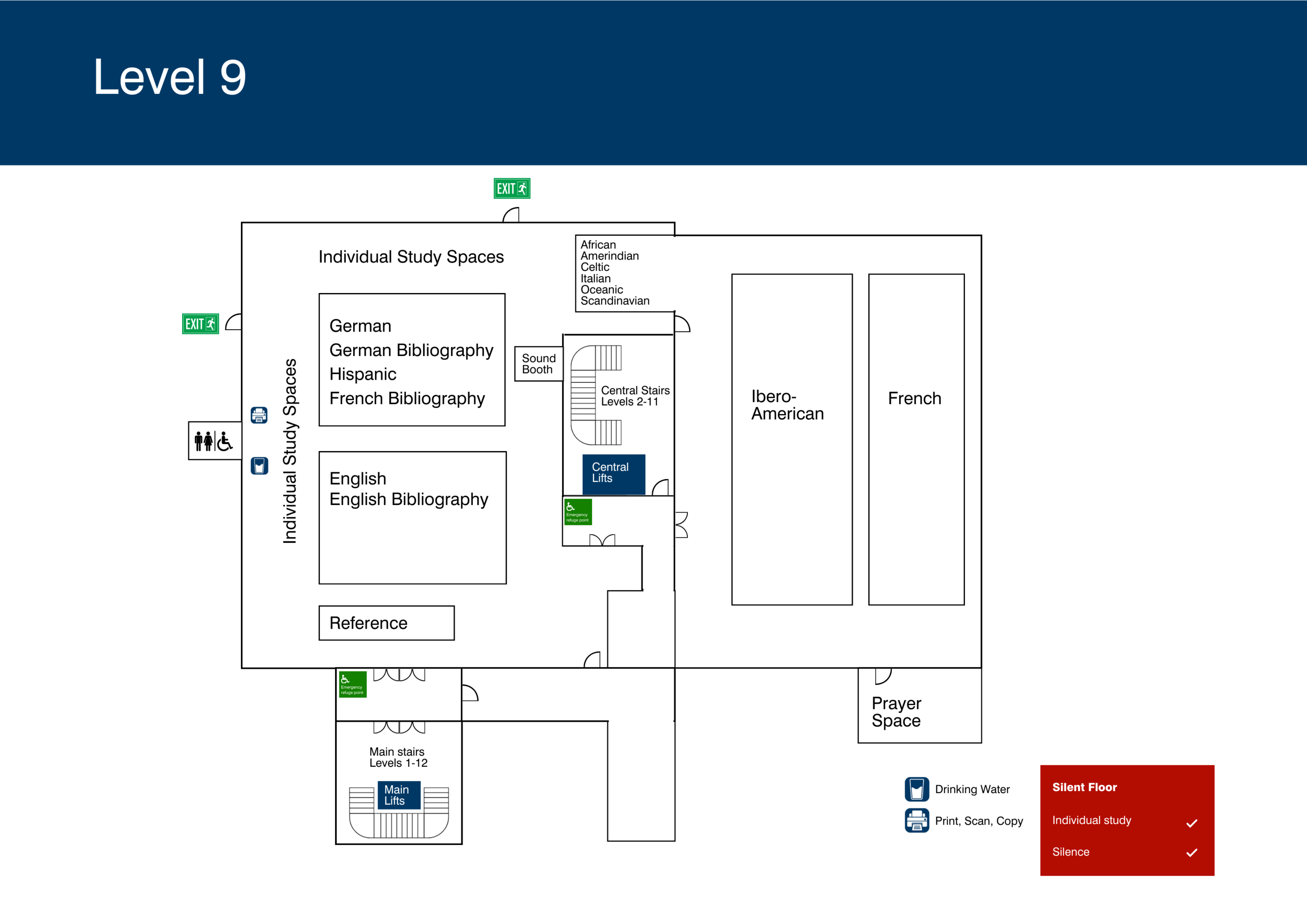 Library level 9 floorplan