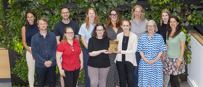 Group photo of the School of Health and Wellbeing Athena Swan self assessment team in June 2023