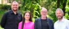 (l-r) Jack Parkinson, of the University’s School of Computing Science, STEM SPACE’s lead researcher; Aislinn Burke, from Glasgow City Council’s Glasgow’s Improvement Challenge team; Ewan Kirk, co-founder and co-chair of the Turner Kirk Trust; Professor Quintin Cutts, head of the University of Glasgow’s Centre for Computing Science Education and project director of STEM SPACE.  